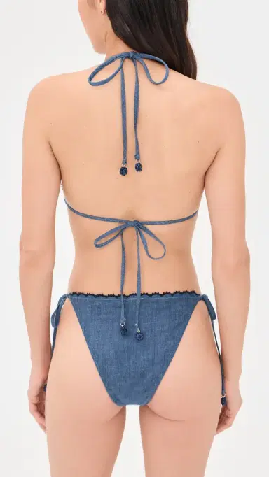Zimmermann Aster Denim Embroidery Bikini Set Denim 4 | Thumbnail 3