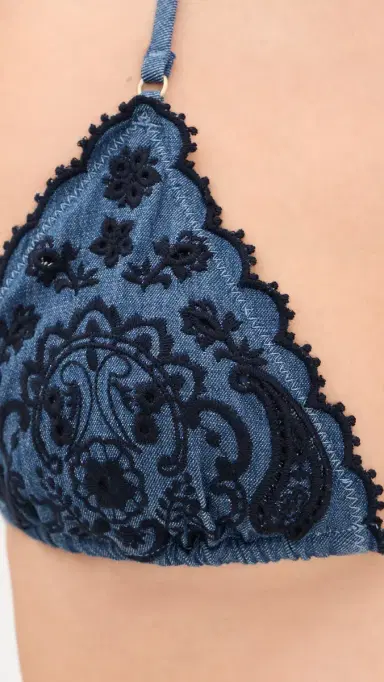 Zimmermann Aster Denim Embroidery Bikini Set Denim 4 | Thumbnail 6