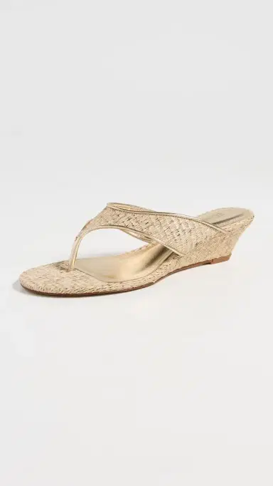 Schutz Maya Wedge Sandals Ouro Branco/Platina 6 | Thumbnail 2