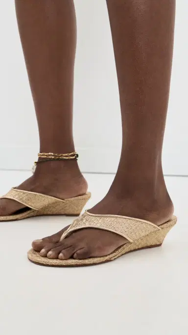 Schutz Maya Wedge Sandals Ouro Branco/Platina 6 | Thumbnail 3