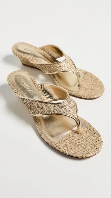 Schutz Maya Wedge Sandals Ouro Branco/Platina 6 | Thumbnail 5