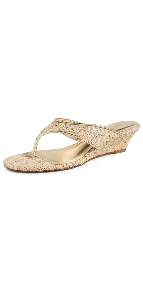 Schutz Maya Wedge Sandals Ouro Branco/Platina
