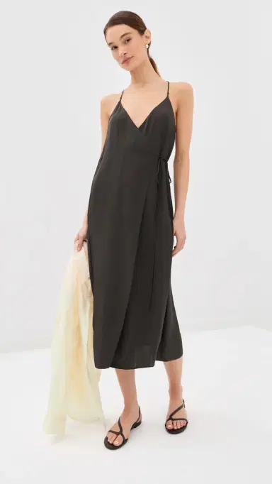 Tibi Summer Slip Wrap Dress Chocolate Brown 2 | Thumbnail 2