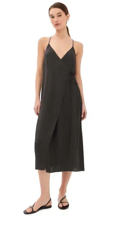 Tibi Summer Slip Wrap Dress Chocolate Brown 2 | Thumbnail 1