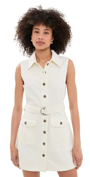 Seventy + Mochi Dalia Dress Herringbone Ecru | Thumbnail 1