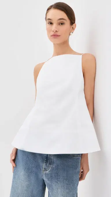 Tibi Poplin Strappy Open Back Top White | Thumbnail 2