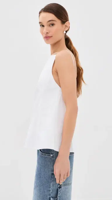 Tibi Poplin Strappy Open Back Top White | Thumbnail 4