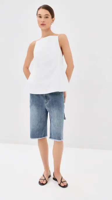 Tibi Poplin Strappy Open Back Top White | Thumbnail 5
