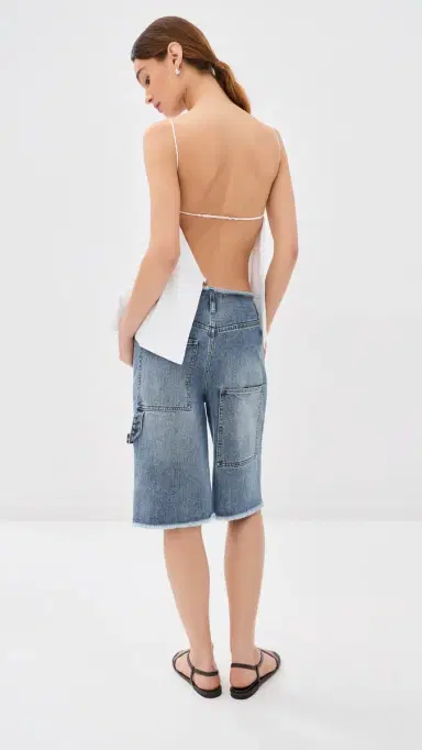 Tibi Poplin Strappy Open Back Top White | Thumbnail 6