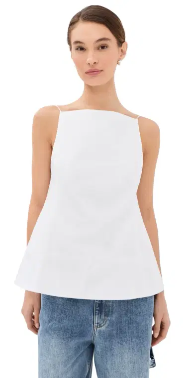 Tibi Poplin Strappy Open Back Top White | Thumbnail 1