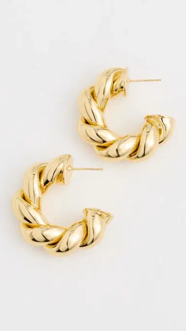 Martha Calvo Rope Hoop Earrings Gold One Size | Thumbnail 2