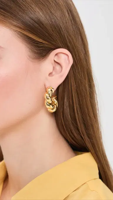 Martha Calvo Rope Hoop Earrings Gold One Size | Thumbnail 3