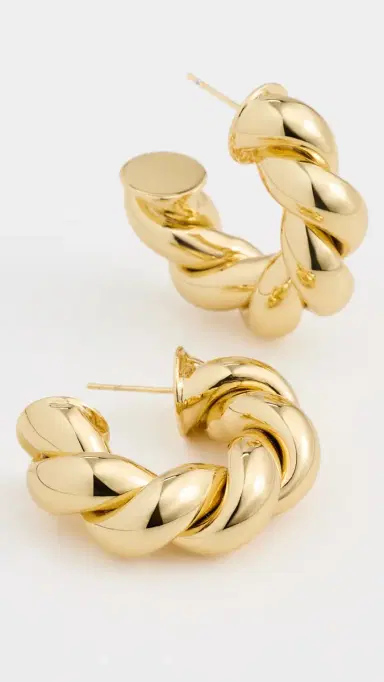 Martha Calvo Rope Hoop Earrings Gold One Size | Thumbnail 4