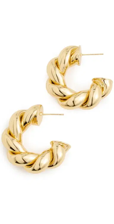 Martha Calvo Rope Hoop Earrings Gold One Size | Thumbnail 1