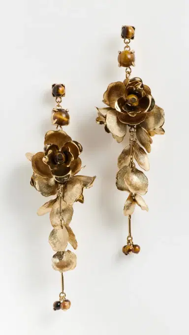 SHASHI Gardenia Earrings Gold One Size | Thumbnail 2