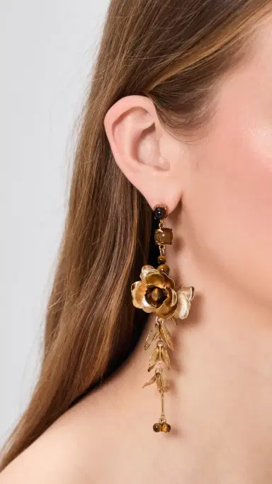 SHASHI Gardenia Earrings Gold One Size | Thumbnail 3