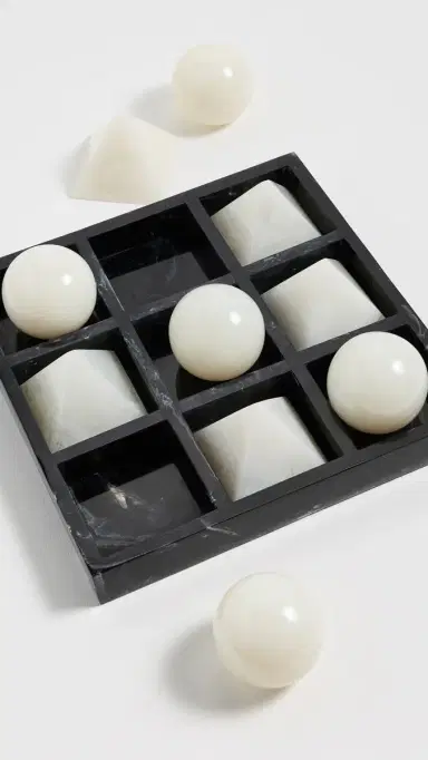 Jonathan Adler Mustique Tic Tac Toe Set - Black/White Black/White One Size | Thumbnail 3