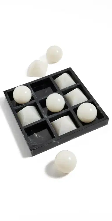 Jonathan Adler Mustique Tic Tac Toe Set - Black/White Black/White One Size | Thumbnail 1