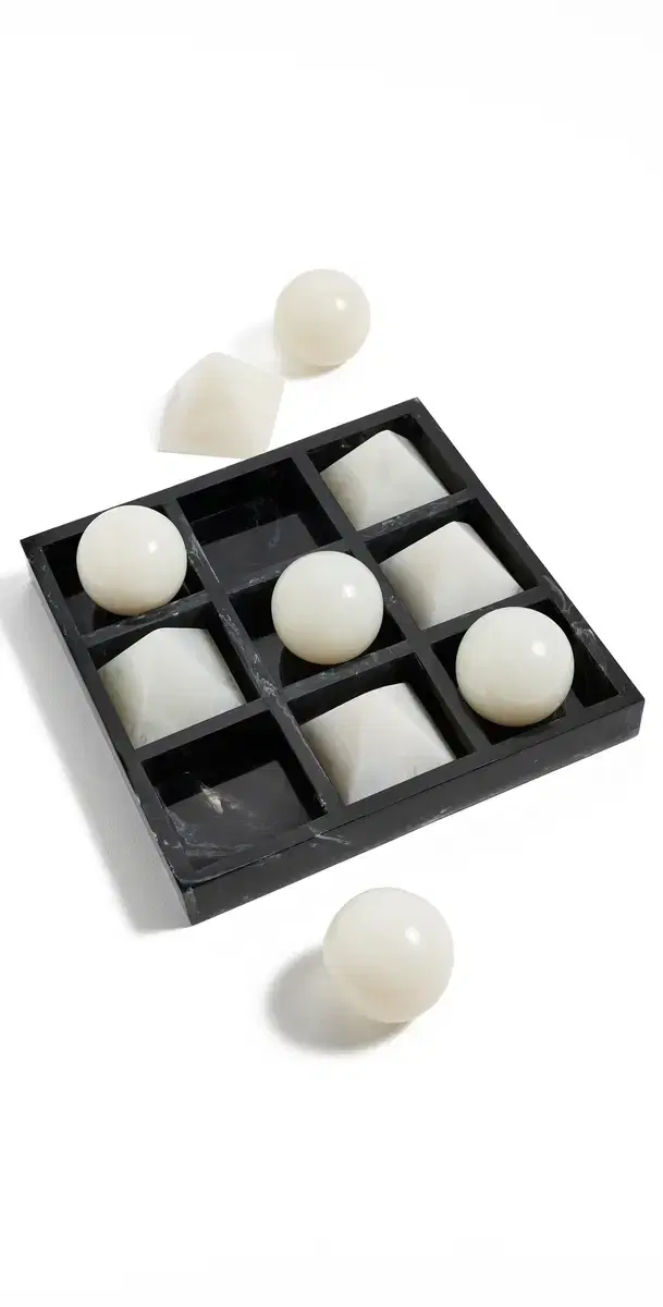 Jonathan Adler Mustique Tic Tac Toe Set - Black/White Black/White One Size