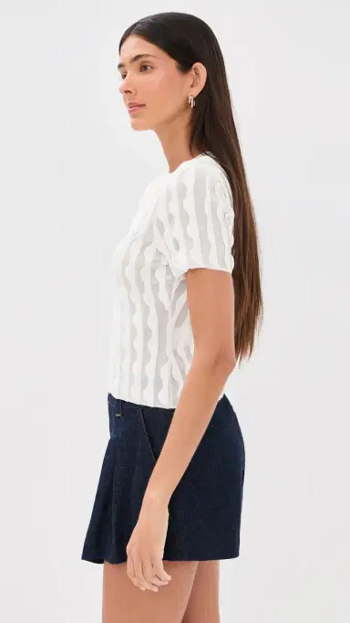 SIMKHAI Mallorie Scalloped Knit Polo Top | Thumbnail 4