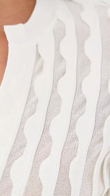 SIMKHAI Mallorie Scalloped Knit Polo Top | Thumbnail 6