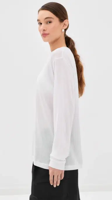 Tibi Sheer Crepe Knit Tee White | Thumbnail 4 Tibi Sheer Crepe Knit Tee White | Thumbnail 4
