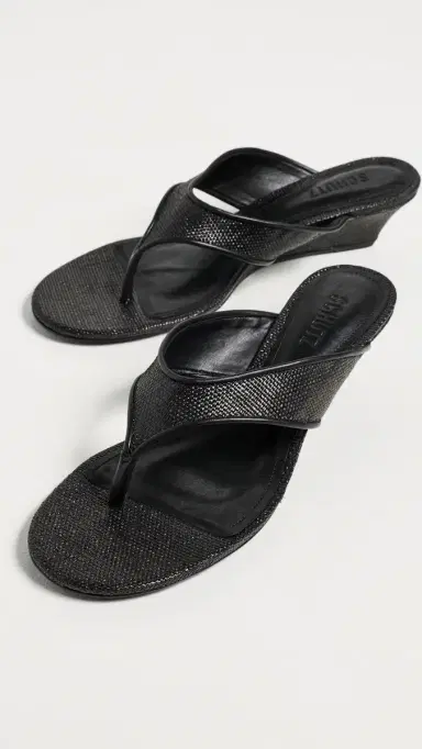 Schutz Maya Low Wedge Sandals Black 6 | Thumbnail 5 Schutz Maya Low Wedge Sandals Black 6 | Thumbnail 5