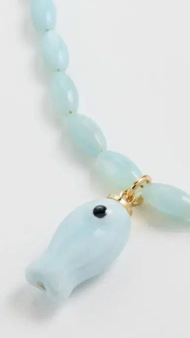 Logan Tay Light Blue Beaded Fish Necklace Blue One Size | Thumbnail 4