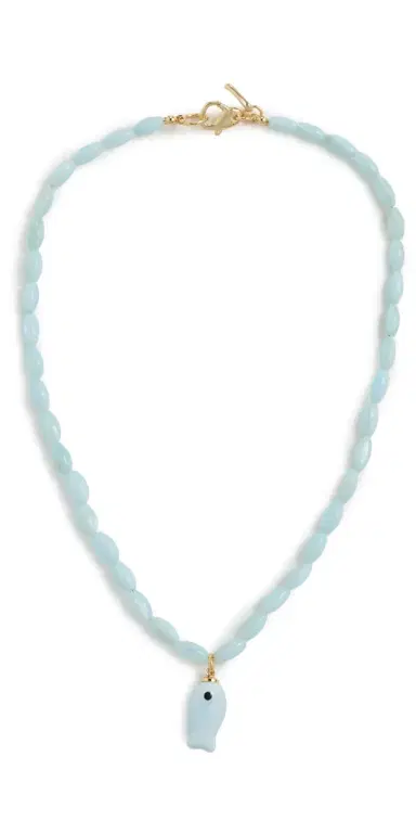 Logan Tay Light Blue Beaded Fish Necklace Blue One Size | Thumbnail 1