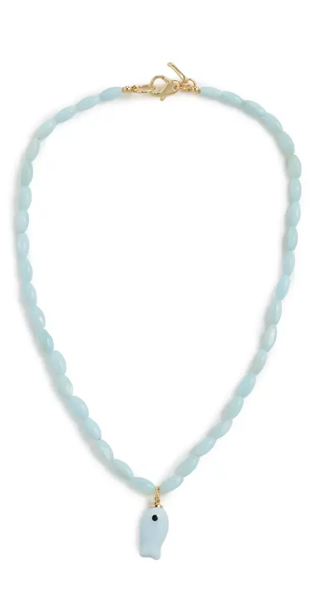 Light Blue Beaded Fish Necklace Blue One Size
