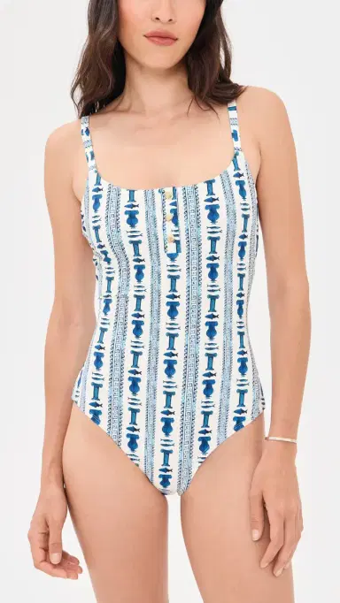 STYLEST x Lia Burke ibaire DreamSculpt Swim One Piece Greek Stripes | Thumbnail 2