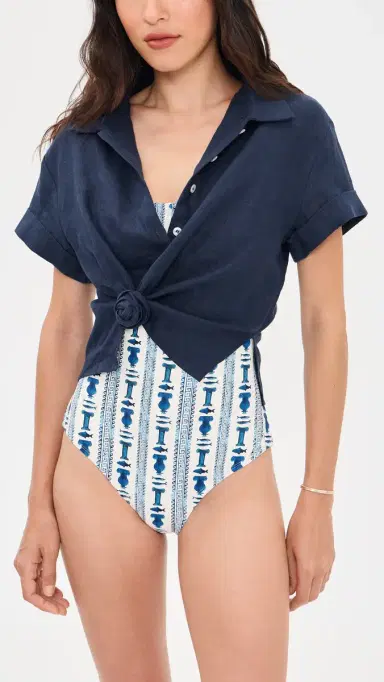 STYLEST x Lia Burke ibaire DreamSculpt Swim One Piece Greek Stripes | Thumbnail 5
