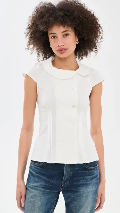 Peachy Den Missy Asymmetric Blouse Porcelain | Thumbnail 2