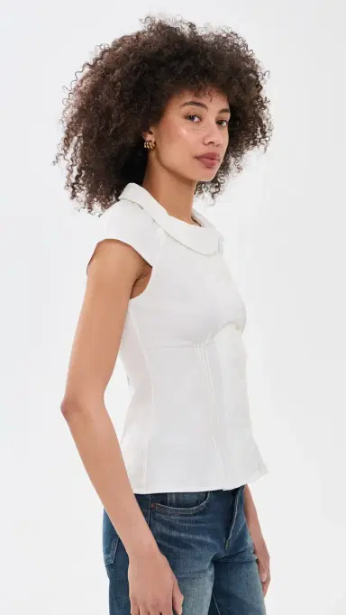 Peachy Den Missy Asymmetric Blouse Porcelain | Thumbnail 4