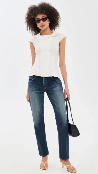 Peachy Den Missy Asymmetric Blouse Porcelain | Thumbnail 5