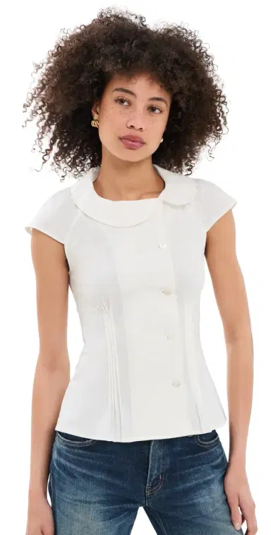Peachy Den Missy Asymmetric Blouse Porcelain | Thumbnail 1