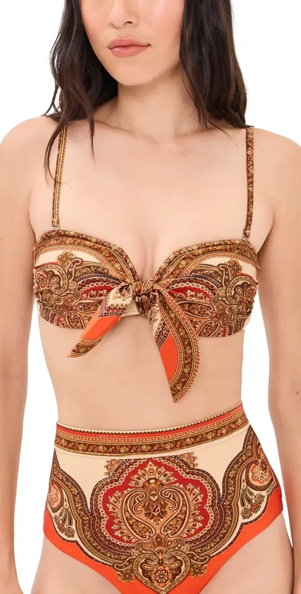 Zimmermann Mahon Scarf Tie Bikini Top Tangerine Paisley