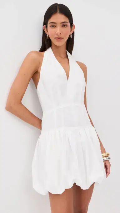 Simkhai Brooke Cotton Halter Mini Dress White 8 | Thumbnail 2