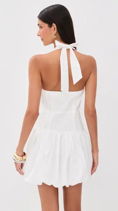 Simkhai Brooke Cotton Halter Mini Dress White 8 | Thumbnail 3