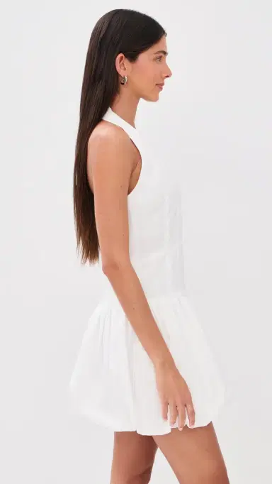 Simkhai Brooke Cotton Halter Mini Dress White 8 | Thumbnail 4