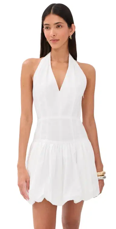 Simkhai Brooke Cotton Halter Mini Dress White 8 | Thumbnail 1