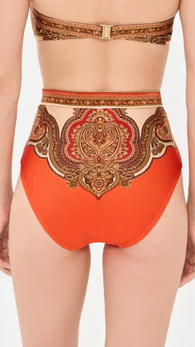 Zimmermann Mahon High Waist Bikini Bottoms Tangerine Paisley | Thumbnail 3