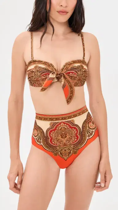 Zimmermann Mahon High Waist Bikini Bottoms Tangerine Paisley | Thumbnail 4