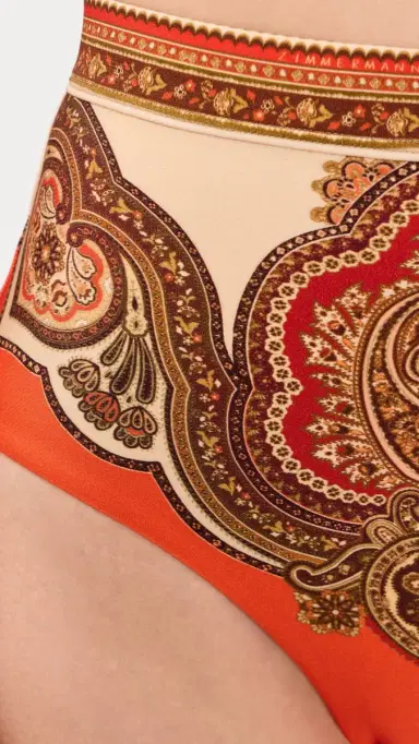 Zimmermann Mahon High Waist Bikini Bottoms Tangerine Paisley | Thumbnail 5