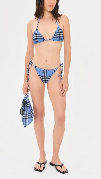 Burberry Sadie Checked Bikini Bottoms Cornflower Blue M | Thumbnail 4