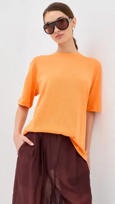 Tibi Sheer Crepe Knit Tee Orange | Thumbnail 2