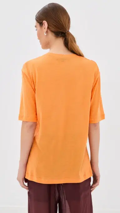 Tibi Sheer Crepe Knit Tee Orange | Thumbnail 3