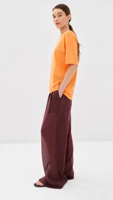 Tibi Sheer Crepe Knit Tee Orange | Thumbnail 4
