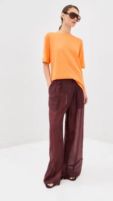 Tibi Sheer Crepe Knit Tee Orange | Thumbnail 5