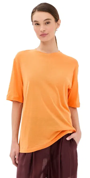 Tibi Sheer Crepe Knit Tee Orange | Thumbnail 1